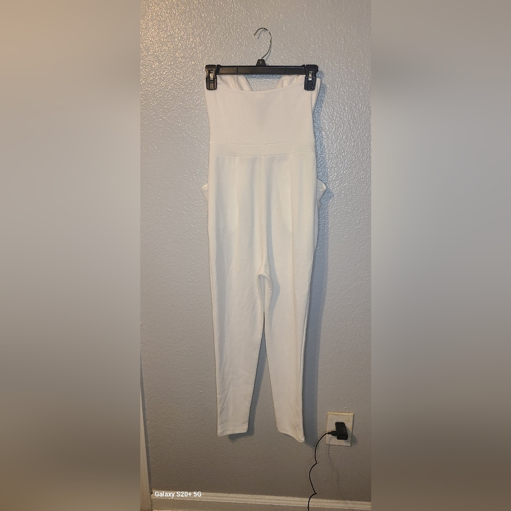 Monaco White Strapless Sweetheart Jumpsuit - Picture 3 of 6